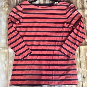 Pink with Navy Blue striped shirt